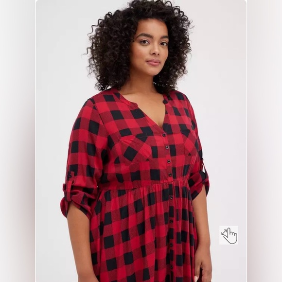 Torrid Mini Challis Button-Front Shirt Dress - Picture 2 of 6